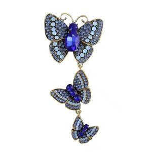 Sapphire Butterfly Cascade Diamond Crystal Brooch
